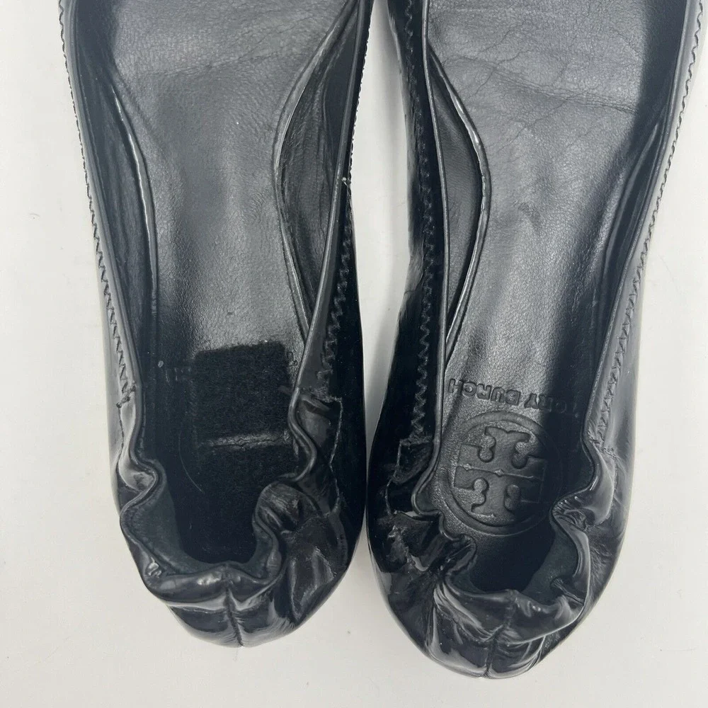 TORY BURCH Black Patent Leather BALLET Flats Size 6 1/2‎